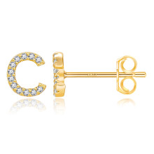 Turandoss Initial Stud Earrings Monogram Earrings CZ Jewelry Birthday Gift Wedding Gifts for Women
