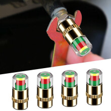 Gold TPMS Valve Caps Metal 4 Pcs
