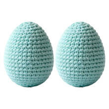 Hand Crocheted Easter Egg Ornament Light Blue Foam Filled