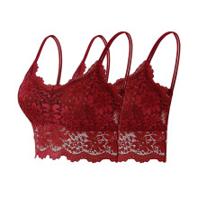 2PCS Women's Lace Bralette - Strappy Backless Anti-Slip Camisole Bra, Floral Lace Lingerie for Daily Wear & Layering (S-XL)