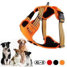 Hundesele uden træk, frontclips, kraftig, reflekterende, let betjeningshåndtag til store hunde (orange, XL)
