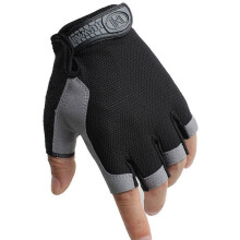 JINGT Breathable Gloves Fitness Climbing Cycling Gym Half Finger Hiking Racing Riding Roller skating Sports Durable Useful Black M