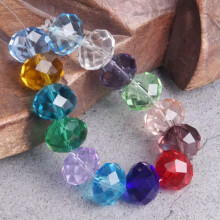 10pcs 14mm Rondelle Faceted Crystal Glass Loose Beads For Jewelry Making DIY-Random Mixed