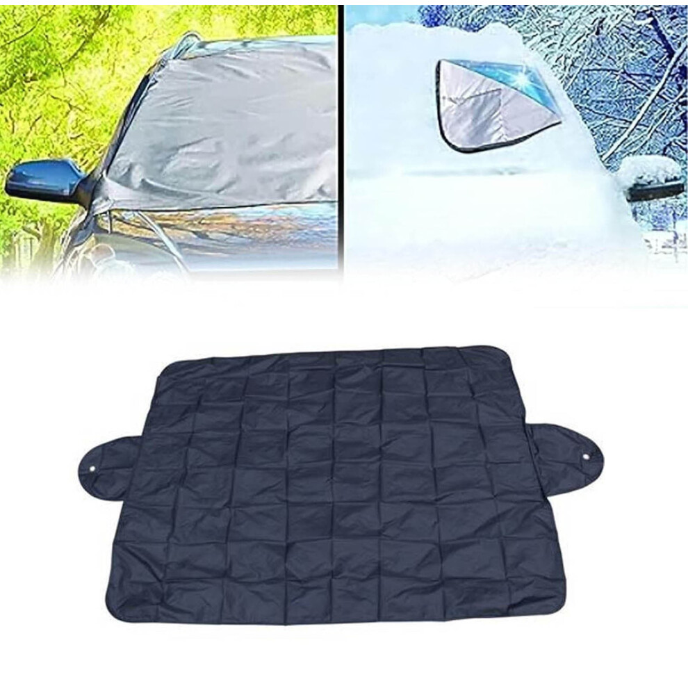 360 All Weather Windshield Cover, Reversible Sunshade & Ice Shield, Universal Fit, 79X47in, Compatible With All Vehicles Black/Silver 9479868478510