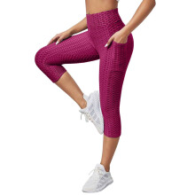 Højtaljede scrunch-leggings til kvinder, mavekontrol og anti-cellulite teksturerede capris med lommer, S-2XL, kompatibel med yoga/træning