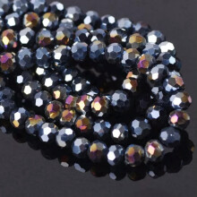 AB Plated 3mm 4mm 6mm 8mm Round 32 Facets Faceted Cut Crystal Glass Loose Beads-6mm(100pcs)-Black AB