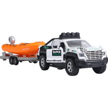 Zestaw do holowania przyczepy pickup 2 w 1, model samochodu odlewanego ciśnieniowo, metalowe samochodziki z napędem pull back, elektryczne drzwi,