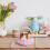 Artificial Dog Figurine in Flower Basket 1pc 1