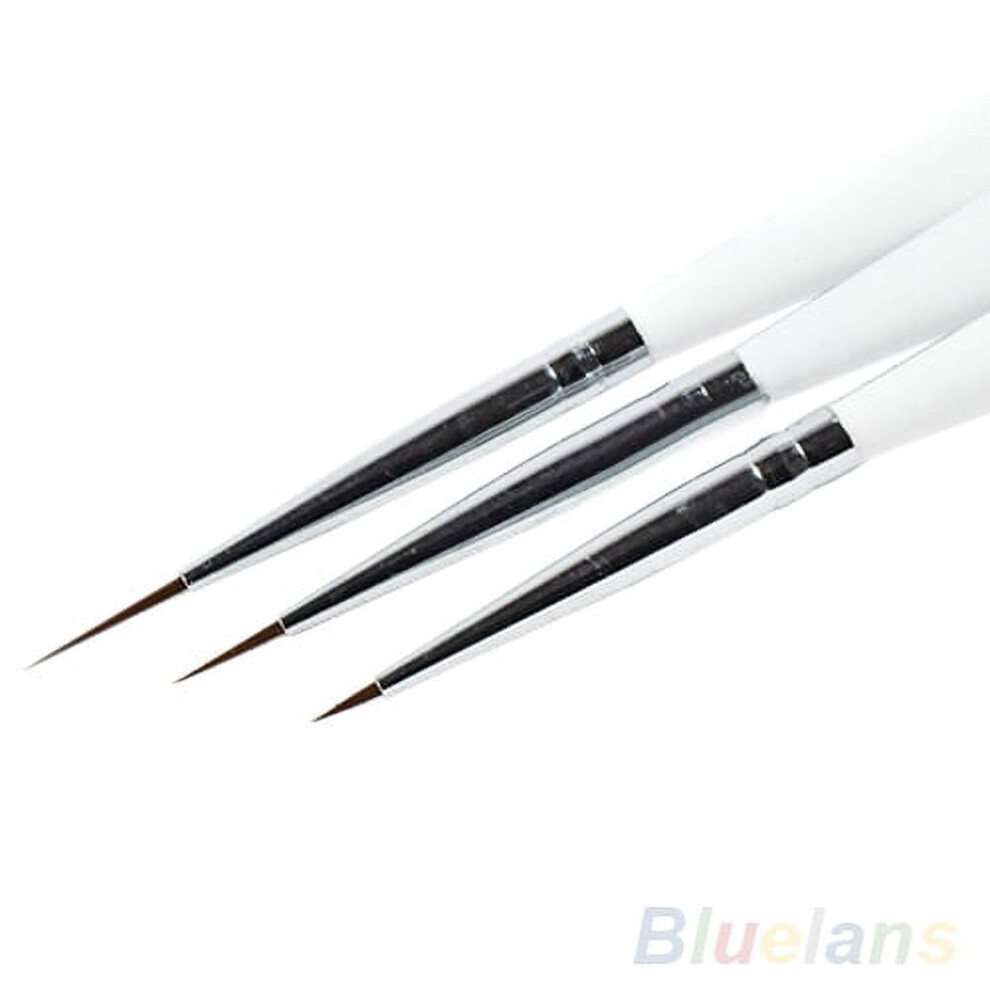 3Pcs Acrylic Nail Art Brush Liner Painting Drawing Pen Manicure Tool Set Kit