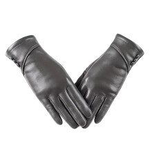 Xinwanna Winter Cycling Gloves – Plush-lined, Touchscreen, Windproof, Anti-slip, Faux Leather – Grey, One Size, Compatible with Smartphones