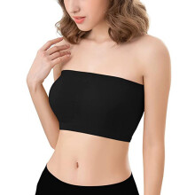 Women Strapless Bandeau Bra Soft Stretchy Top with Removable Pad (Regular & Plus Size)