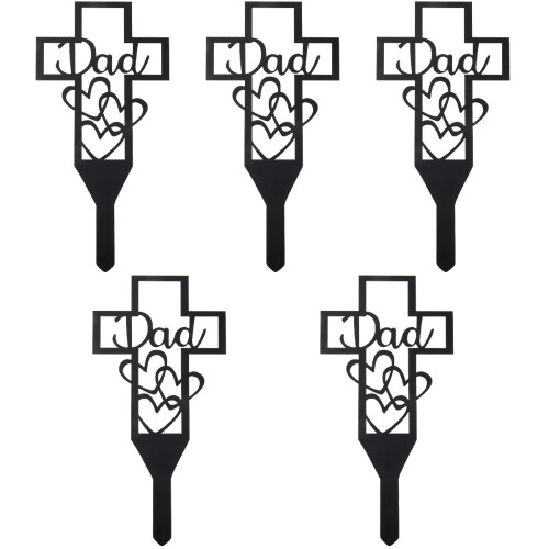 5Pcs Durable Black Iron Cemetery Stakes Outdoor Decorative Yard Plug 2