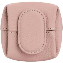 Mini pebbled coin purse, small solid top-grain cowhide, women's portable leather storage bag—compact, ideal for coins & headphones.