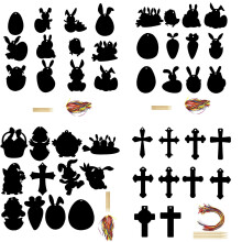 Easter Bunny Scratch Art Set – 3/2/1-Piece DIY Color Scratch Eggs, Ornaments & Basket Stuffers – Compatible with Easter Crafts