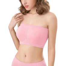 Women Strapless Bandeau Bra Soft Stretchy Top with Removable Pad (Regular & Plus Size)