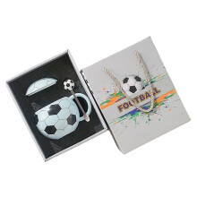 14-Unzen-Keramik-Fußballbecher mit Deckel,-Blaue Geschenkbox