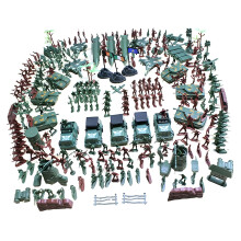 Conjunto de 307 peças de soldadinhos de brinquedo de 4 cm com tanques, aviões, bandeiras e outros acessórios.