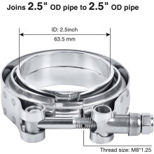 4 X 2.5" V-Band Flange&Clamp Kit Male/Female With Ridge Exhaust Stainless