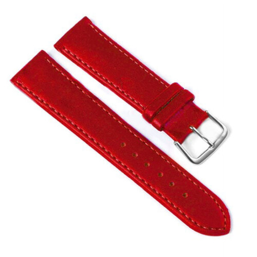 Watch Band Strap PU Leather Adjustable 22mm Red