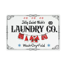 Plăcuță metalică Christmas Laundry Co., decorațiune de perete cu tematică rustică (aluminiu), dimensiune: 20x30 cm