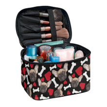 Hjerte- og hundemønster makeup-organisator med børstehuller polyester bærbar hængende organizer børstebeskyttere