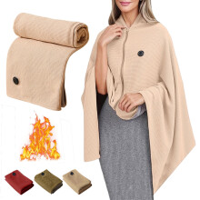 Wearable Heated Blanket 32"x60", 3 Heat Levels, Cordless Graphene Heating Shawl with Zipper, Ultra Soft Cotton Wrap – Compatible with USB Power
