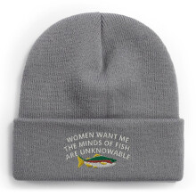 Fishing Knit Beanie Hat – Cuffed Skull Cap for Men & Women, Winter Fishing Hat Compatible with Anglers, Gift for Dad, Husband, Grandpa