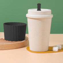 Wheat Straw Coffee Cup, Leak-Proof Outdoor Mug with Stirring Stick – Compatible with Birthday Parties, Restaurants, Weddings & More