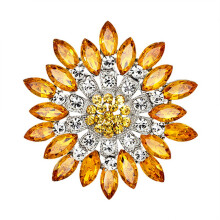 Damemote Blomsterbrosje Krystall Rhinestone Smykker til Bryllupsfest Gave Gul