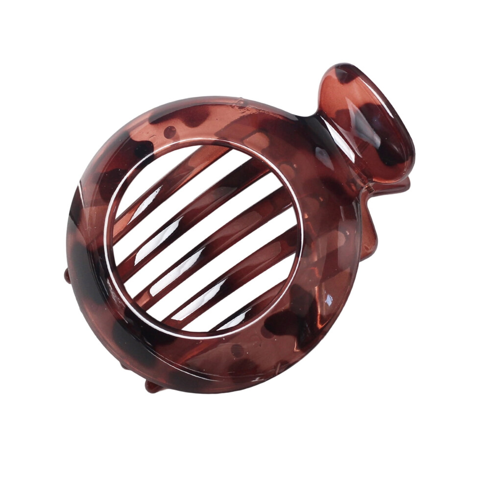 Xinwanna Women Hair Clip Round Anti-slip Teeth Hair Claw Hollow Design Back Head Hair Clamp Hair Styling Tool Hair Accessories (Brown)