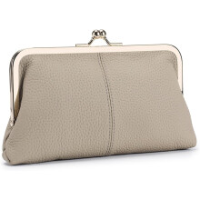 Vintage Kiss Lock Wallet for Women, Genuine Leather Multi-card Slots Card Holder Clutch Purse Travel Wallet (Orange)