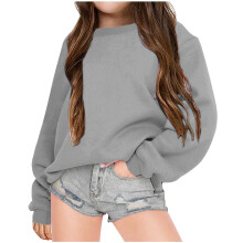Girls' Gray Sweatshirt Hoodie, Casual Solid Pullover for 4-5Y, Fall Fashion Outfit – Compatible with Kids' Wardrobe