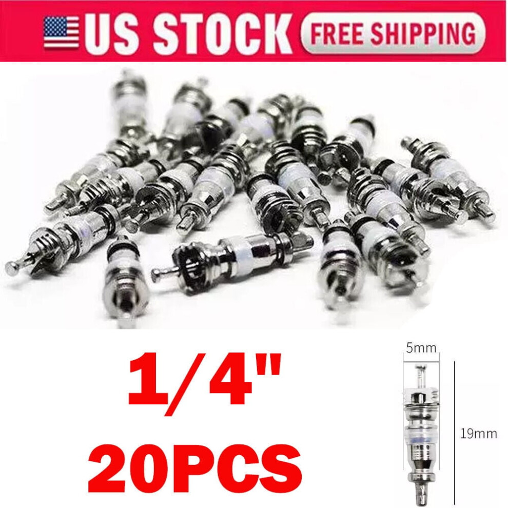 20Pcs A/C Valve Core Valves For Schrader R134a R12 1/4" Cores Hvac Us 9365509230411