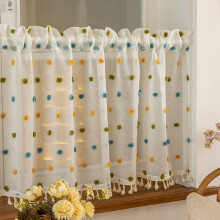 Tassel Lace Kitchen Tier Curtains Sheer Scalloped Floral