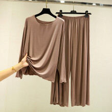 Women's Khaki Cotton Two-Piece Pajama Set Long Sleeve
