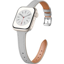 Slim Genuine Leather Band Compatible with Apple Watch 38/40/41/42/44/45/46mm – Thin Top-Grain Strap for Series 2–10, SE & Ultra