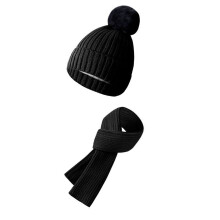 Warm Winter Knitted Wool Plus Velvet Padded Hats And Scarves