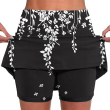 Summer Shorts Skirts for Women Floral Print Mid-waist Sports Skirts Swimsuit Bottom, Size S-5XL