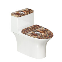 Horse Polyester Toilet Cover Set & Dustproof Toilet Bowl Cover & Elastic Bottom for Hotel Adjustable