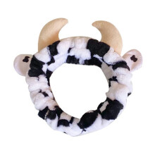 Xinwanna Autumn Winter Women Cow Headband Spa Makeup Adjustable Elastic Head Band Washing Face Spa Makeup Hair Band (Type A)