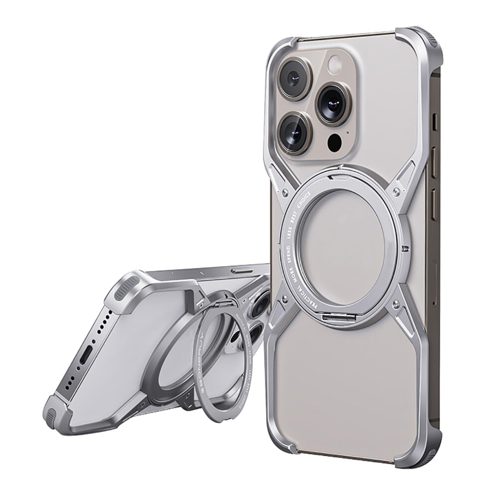 Metal Magnetic Case With 360 Rotating Stand, Slim Shockproof Aluminum Cover For Iphone 15 Pro Max 9310869786290