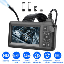 16.4FT1080P IP67 vízálló endoszkóp kamera, LED fény, 8 mm-es boreszkópos vizsgálókamera