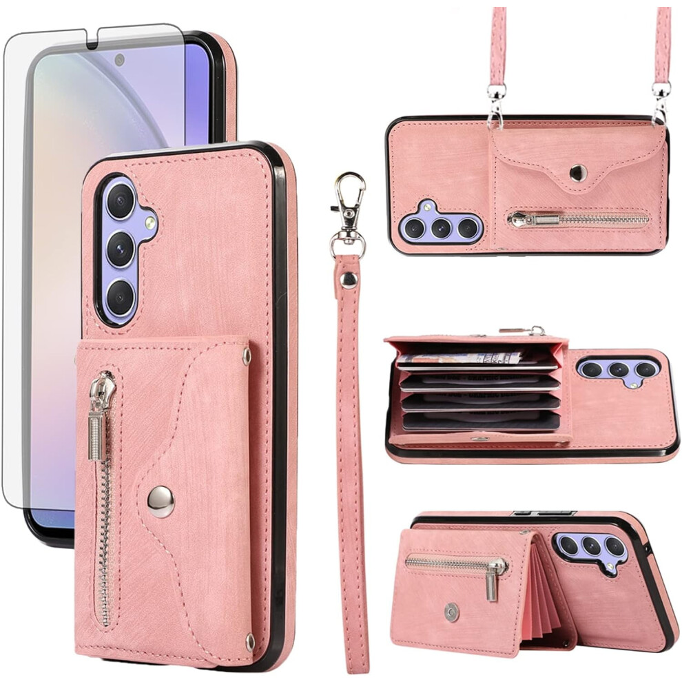 Samsung Galaxy A15 5G Wallet Case With Hd Screen Protector, Wrist Strap, Card Holder & Stand Â Compatible With A15 4G/15A 9365509228906