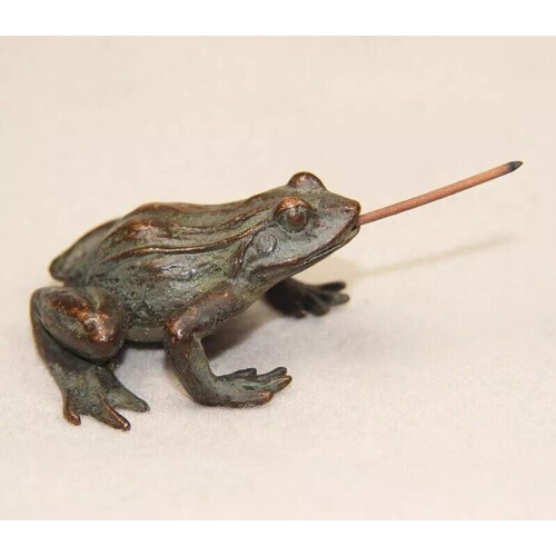 Brass Frog Animal Statue Small Tabletop Figurine