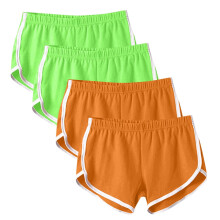 Dames sportshorts (4 stuks) – Katoenen yoga-, hardloop- en loungeshorts, lichtblauw, geschikt voor zomeractiviteiten