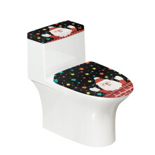 Santa Claus Star Pattern Toilet Top Cover Set for Elastic Bottom Polyester Fabric Universal Washable and Reusable Stretchy Fabric Adjustable Washable