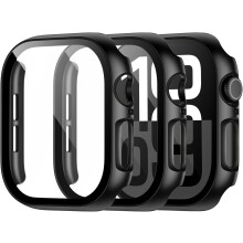 3-teiliges Uhren-Schutzcase, kompatibel mit Apple Watch Series 10/9/8/7/6/5/4/3/2/1, Hart-PC + Displayschutzfolie aus gehärtetem Glas