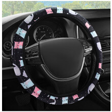 Lenkradbezug mit kariertem Katzen- und Blumenmuster – rutschfest, atmungsaktiv, schweißabsorbierend, passend für 14–15-Zoll-Lenkräder,