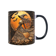 DAMAI Personalized Witch Mug, 11 oz Ceramic Coffee Cup – Custom Halloween Gift for Women & Girls, Compatible with Dishwasher