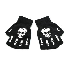 Pánske dámske rukavice Ha110ween Skeleton Sku11Half Finger Gloves Glow in the Dark Luminating stretch pletené palčiaky bez prstov